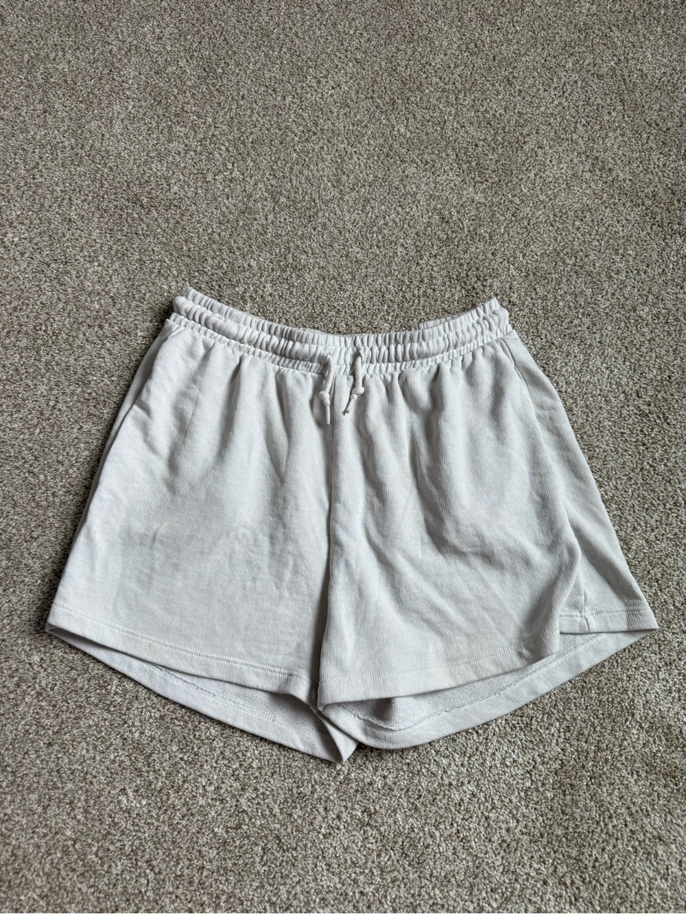 H&M Off White Elastic-Waist Athletic Shorts
